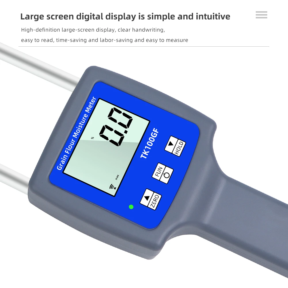 Probador de humedad de almidón TK100GF, higrómetro Digital LCD, analizador de humedad, Detector de humedad para maíz, trigo, arroz, harina de frijol - imagen 5
