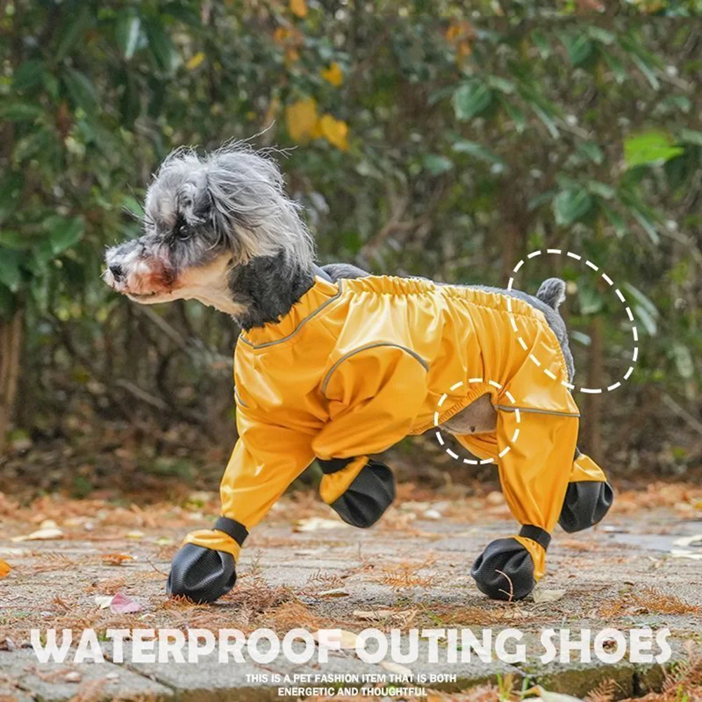 Los más nuevos pantalones antisuciedad para cachorros y perros pequeños, mono impermeable de PU para mascotas, monos Schnauzer para caniche, Botas de lluvia para mascotas, trajes