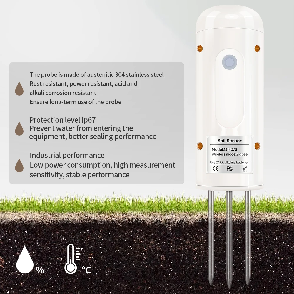 Sensor inteligente de suelo Zigbee, Detector de temperatura y humedad del suelo, analizador inalámbrico de suelo, medidor de humedad para jardín, 1/2/3 Uds. - imagen 4