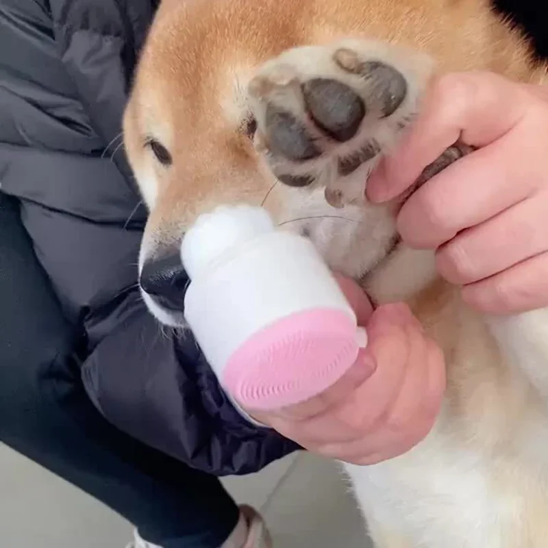 Pet Paw Cleaning Brush, Dog Foot Washer Silicone Double-Sided Massage Brush, Plastic Pet Foot Cleaning Tool with Soft Bristles f