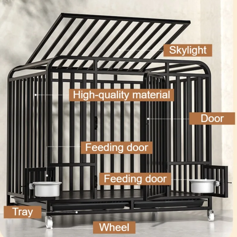 Jaula de Metal para perros, accesorios para casa de perros grandes y medianos, jaulas para perros grandes, bandeja con ruedas para cachorros, suministros para casa para perros para interiores y exteriores - imagen 2