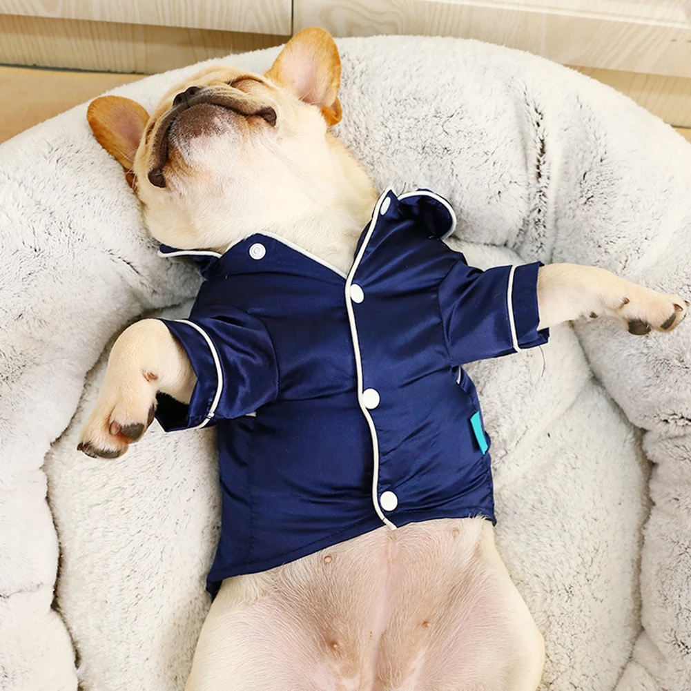 Pijamas suaves de seda para perros, ropa de dormir para cachorros, ropa de dormir para perros pequeños, Yorkie, Bulldog, gatos - imagen 3