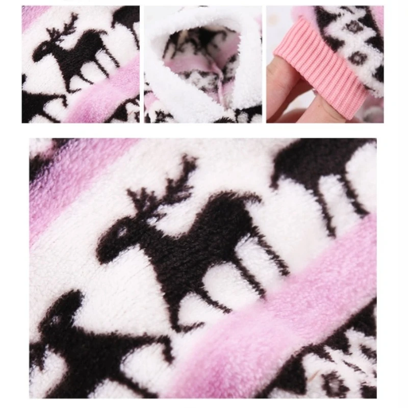Pijamas navideños con estampado de alces para mascotas, mono cálido para perros y gatos para invierno, monos acogedores con capucha para cachorros, ropa para gatos Sphynx - imagen 3