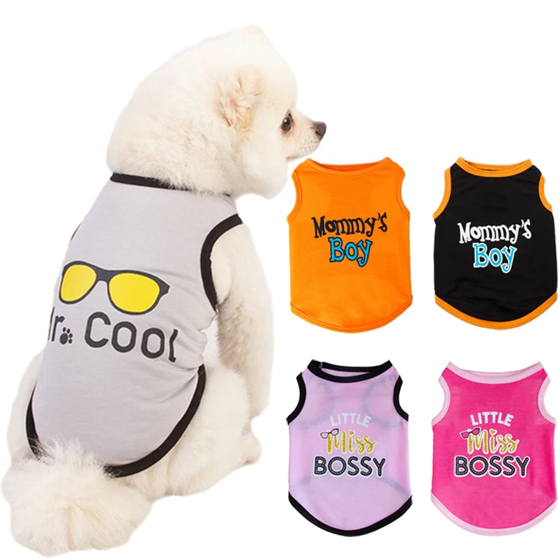 Letter Print Pet Sleeveless Vest for Small Dogs Cozy Cotton Puppy Dog Cat Shirt Cotton Clothes Poodle Schnauzer masoctas Shirts - imagen 3