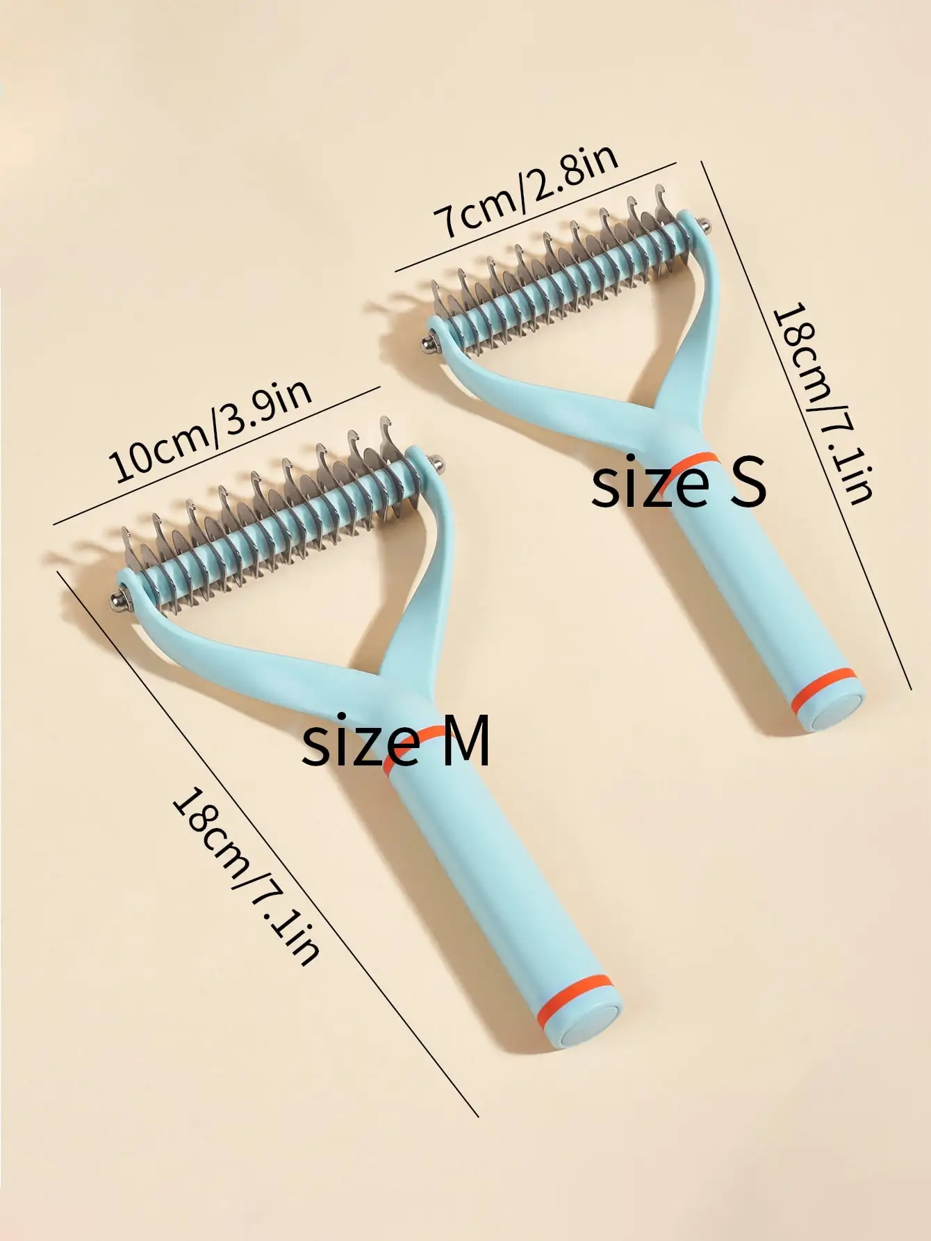 Cepillo de aseo para mascotas de doble cara, perfecto para derrames y esteras, Extra ancho y azul, para perros y gatos. - imagen 5