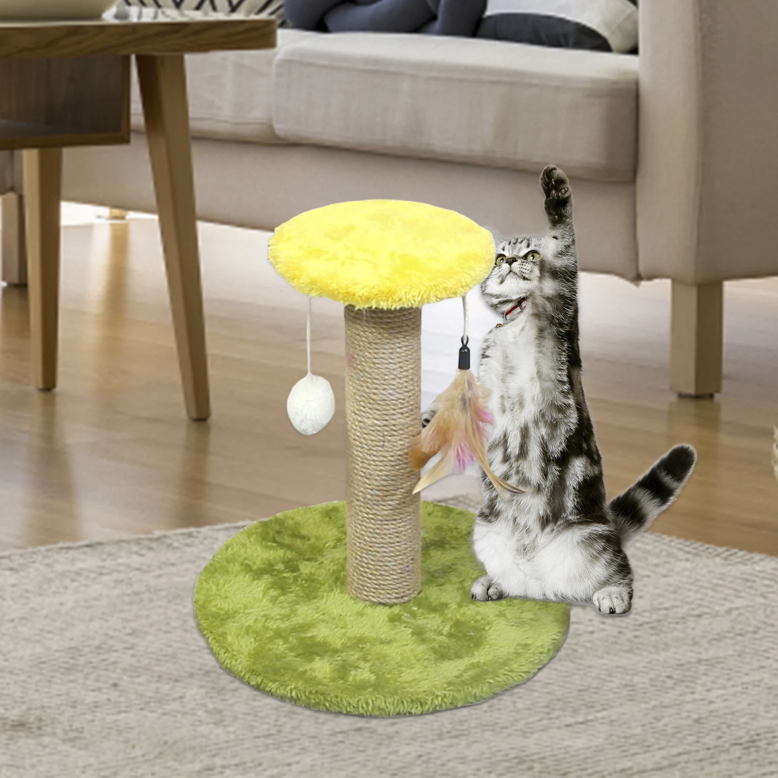 Poste rascador para gatos, tablero rascador de Sisal, divertido juguete interactivo, poste para escalar gatos y gatos pequeños, suministros para gatitos - imagen 3