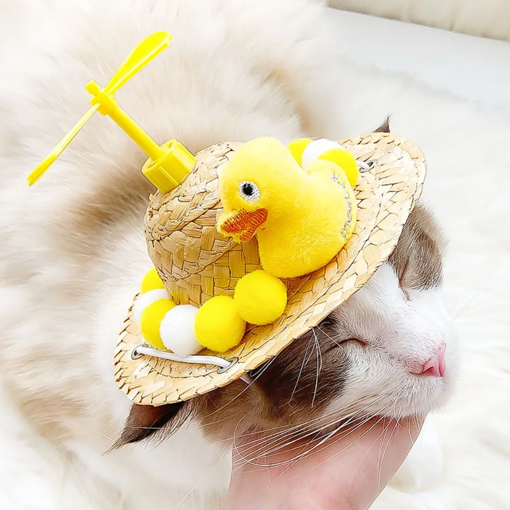 Sombrero de paja para perro pequeño con libélula, protección solar - imagen 3