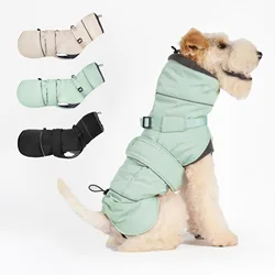 Chaqueta cálida repelente al agua para perros, abrigo grueso para perros al aire libre para perros pequeños y medianos, ropa reflectante ajustable a prueba de viento para mascotas