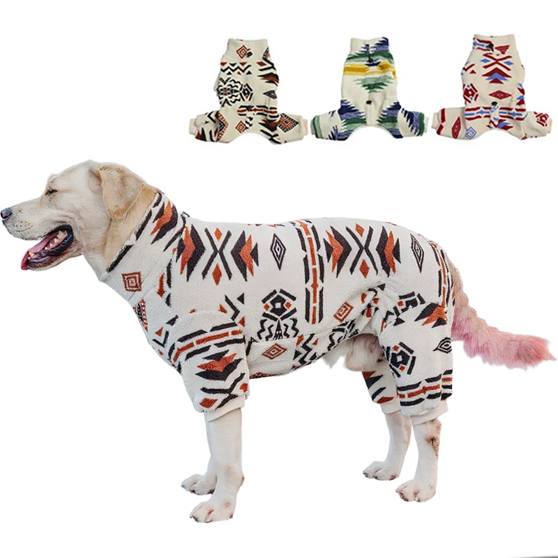Pijamas para perros M-5XL para perros pequeños, medianos y grandes, mono de lana suave con cuello alto para perros, ropa gruesa y cálida para perros de invierno