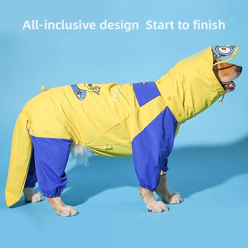 Chubasquero impermeable con estampado para perros medianos y grandes, ropa para mascotas con todo incluido, abrigo de cuatro patas - imagen 2