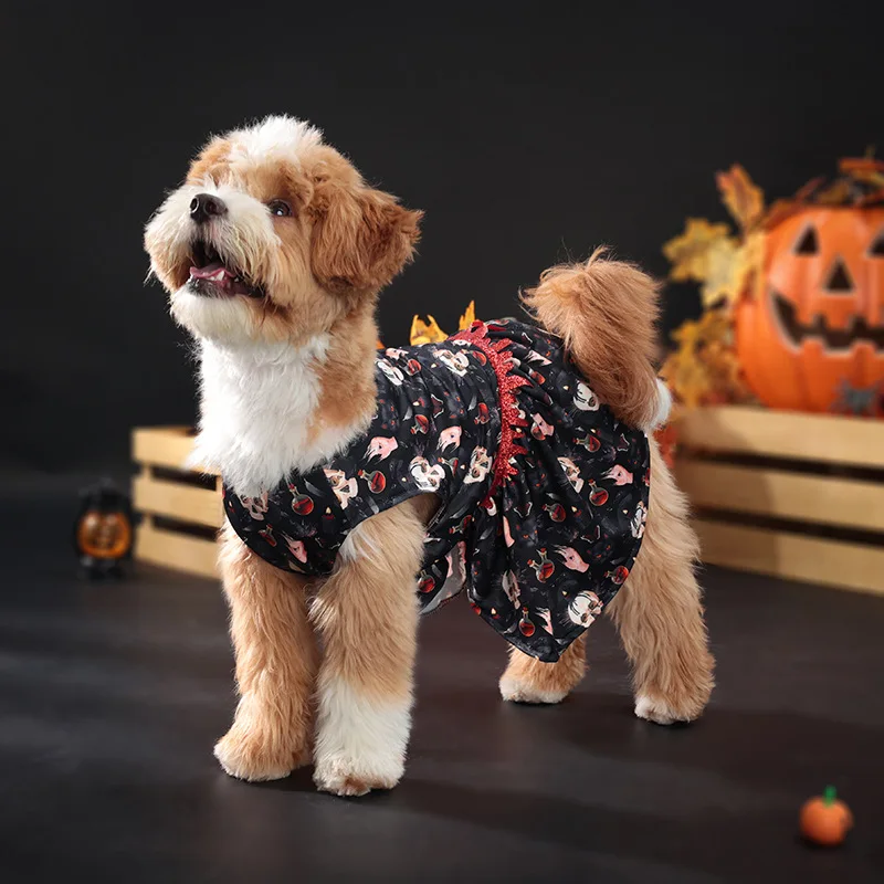 Vestido de Halloween para mascotas, disfraz de calabaza y murciélago para perros pequeños y medianos, traje de fiesta, gran oferta - imagen 4