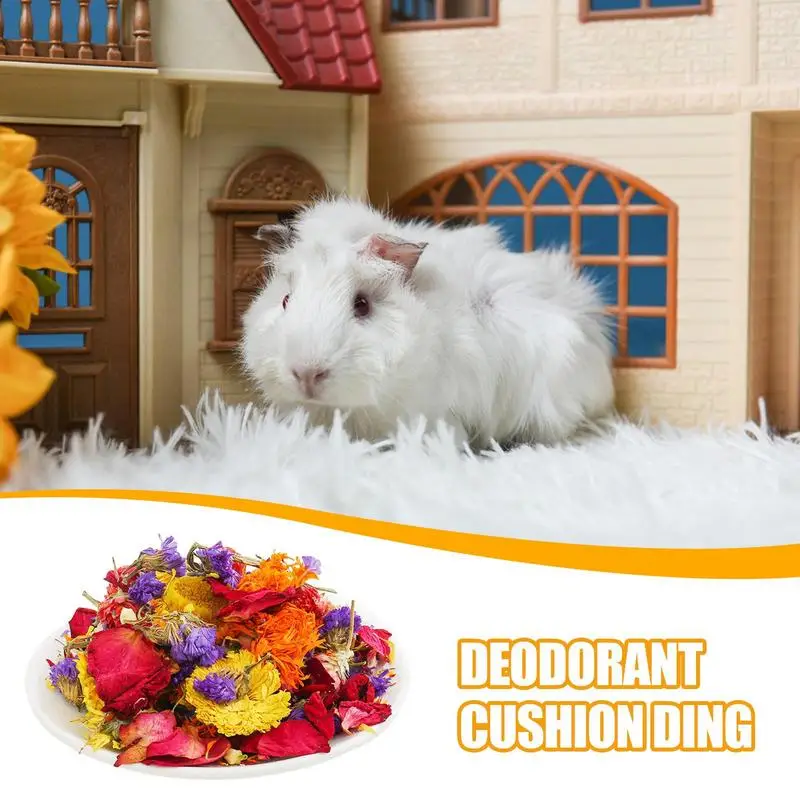Ropa de cama para hámster, ropa de cama de jerbos con flores secas naturales, caja de Control de olores, decoración de hábitat para conejos, gerbos u otros pequeños - imagen 3