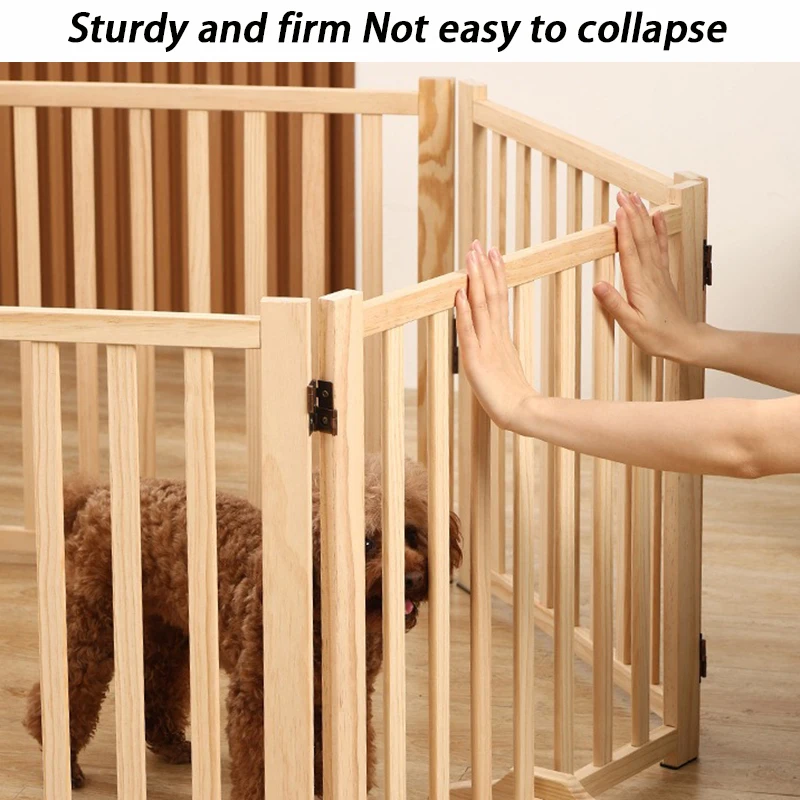 Cercas plegables de madera para perros, vallas para interiores para perros pequeños y medianos, aislamiento alto para gatos, recinto para cachorros domésticos, suministros para mascotas - imagen 5