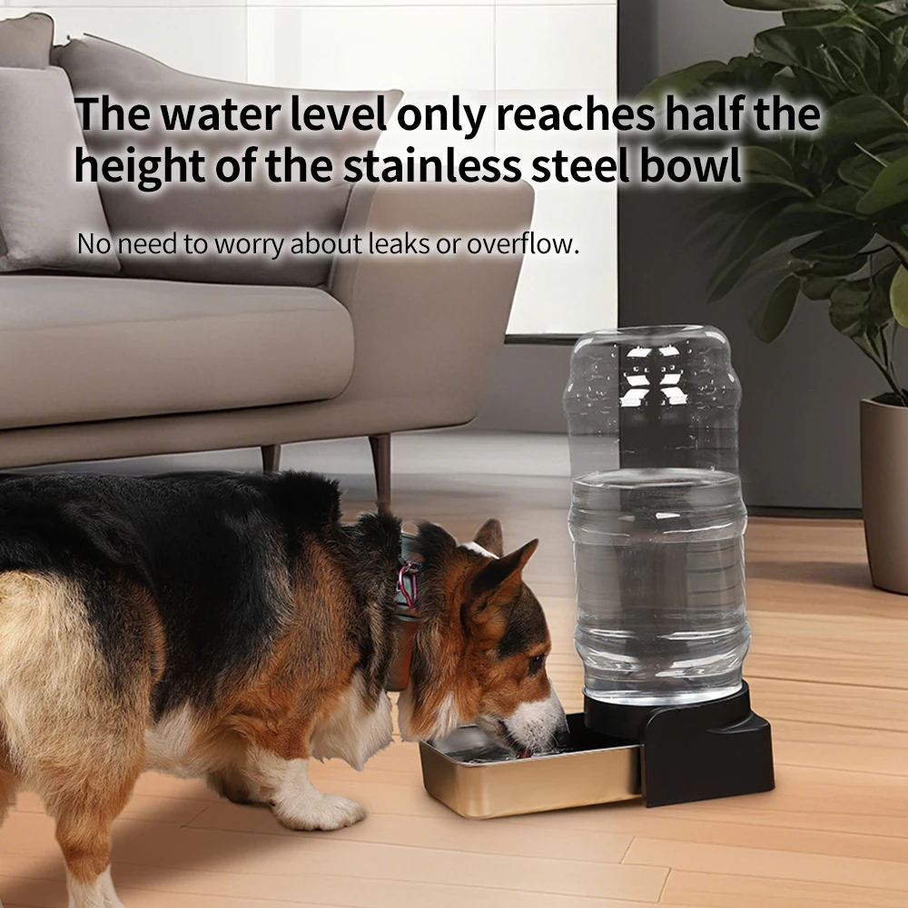 Dispensador de agua para mascotas de acero inoxidable de plástico estable sin fugas de gran capacidad para gatos y perros