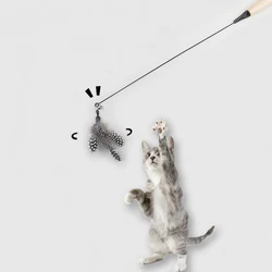 Palo de caza con plumas naturales para gatos – Alivia el aburrimiento