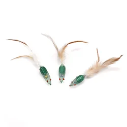 Juguete interactivo de plumas verdes para gatos