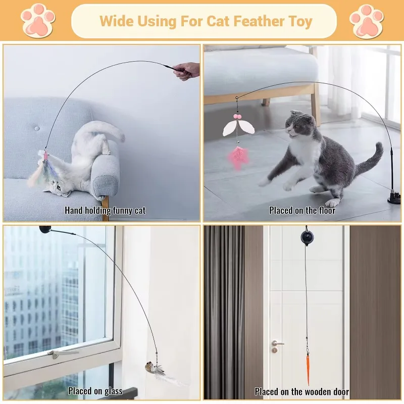 Simulación de insectos para gatos, juguete interactivo con ventosa, pluma divertida para gatitos, ejercicio de persecución, suministros de juguete para gatos - imagen 5