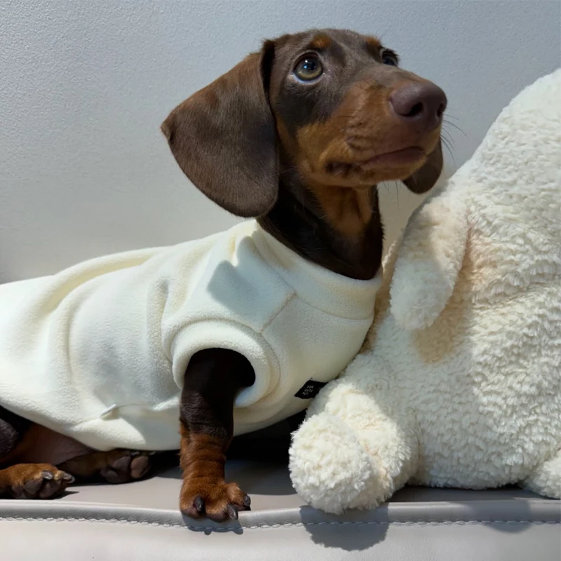 Suéter polar de dos patas para perros pequeños Wiener, abrigo cálido de invierno de manga corta para perros pequeños, ropa de descanso para tejón