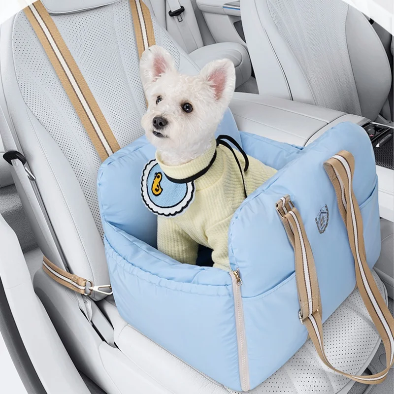 Bolsa transportadora para perros pequeños, conejo, gato, asiento de coche para mascotas, bolsa para perros de cara suave, bolsa transportadora para mascotas, bolsa de mano azul - imagen 2