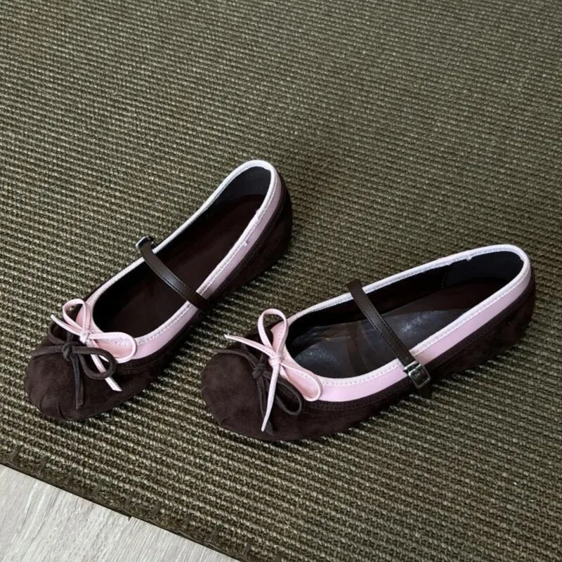 Zapato Mary Jane de gamuza para mujer – Plano cómodo de punta redonda - imagen 3