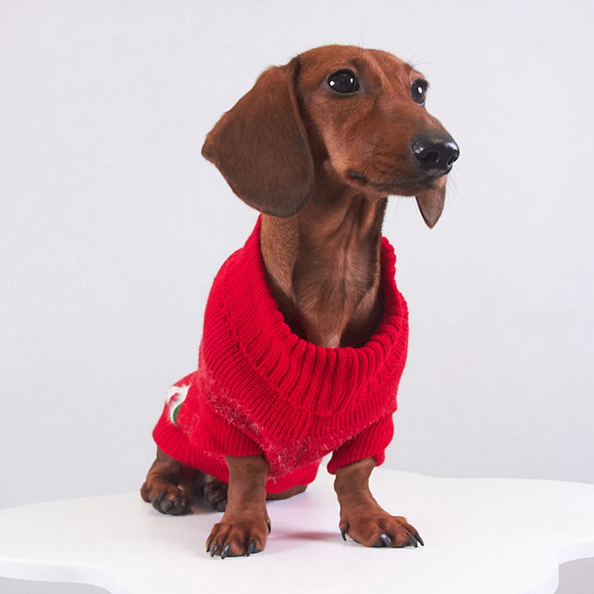 Disfraces navideños Abrigo de punto para perros salchicha Sudadera de Papá Noel para perros tejón Suéter verde para perros Wiener - imagen 5