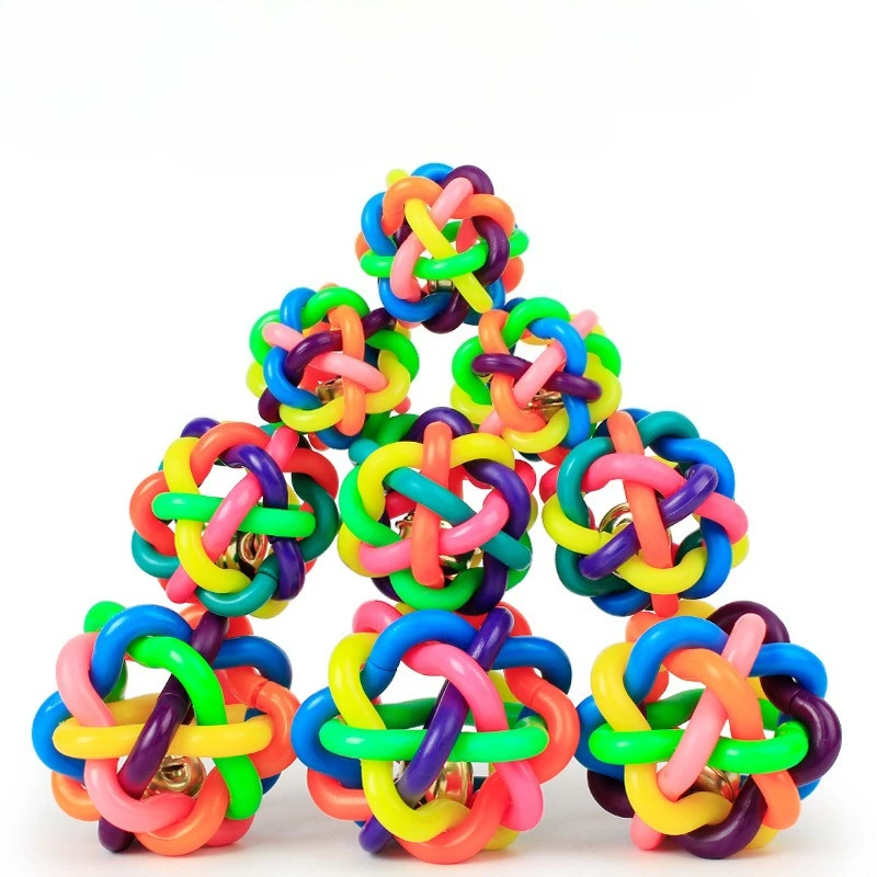 Juguetes para perros tejidos con campana colorida de PVC para perros pequeños y grandes, goma Popular resistente a mordeduras para mascotas, masticar, jugar, buscar una bonita pelota - imagen 3