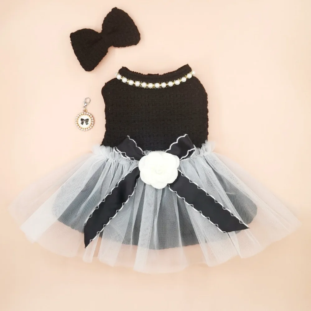 Vestido de malla para mascotas, ropa de flores para perros y gatos, abrigo para perros pequeños, ropa para cachorros, Otoño e Invierno - imagen 2