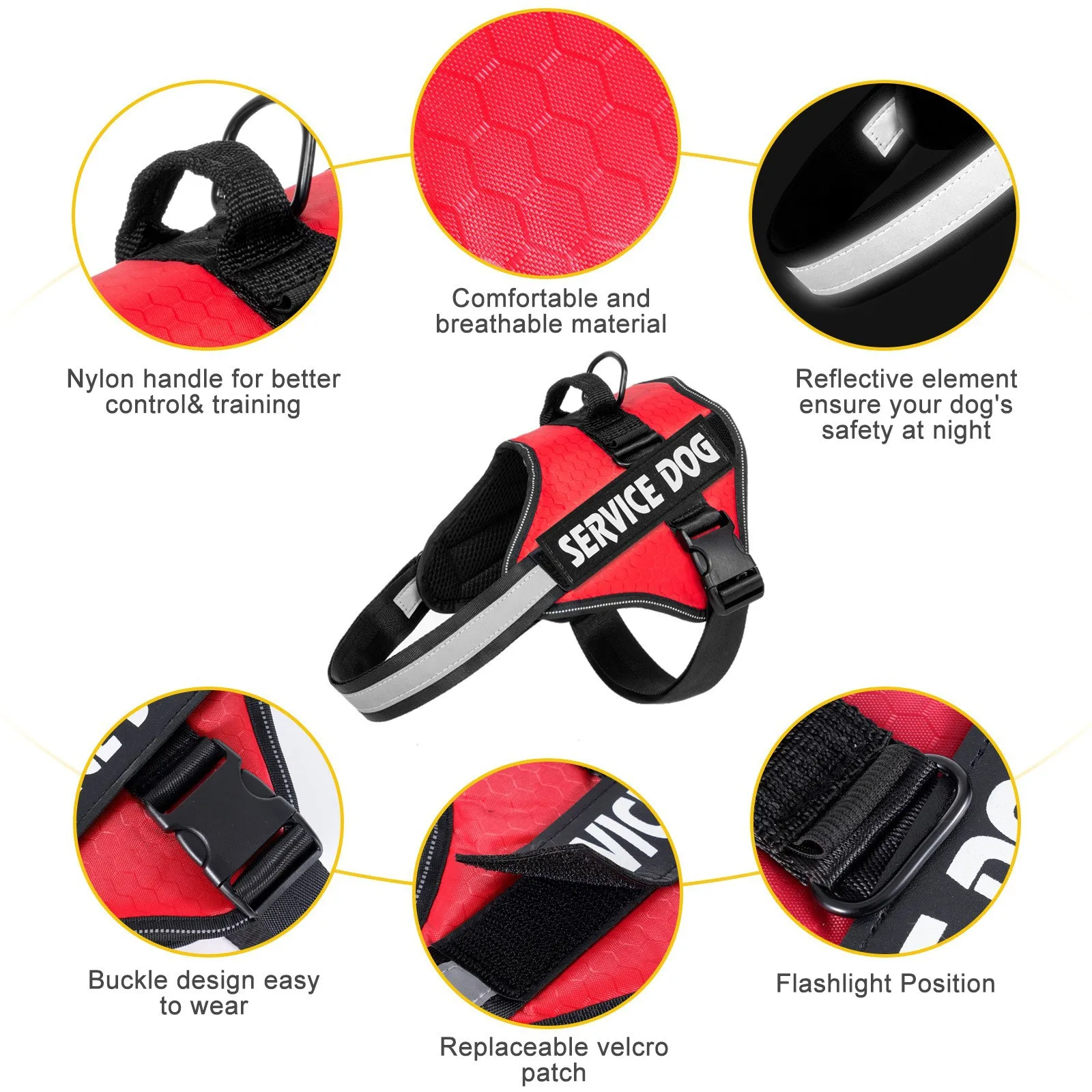 Correa para el pecho para perros, chaleco de cuerda de remolque para perros medianos y grandes, Cubo de pelo dorado Border Collie, arnés para perros con descarga a prueba de explosiones - imagen 5