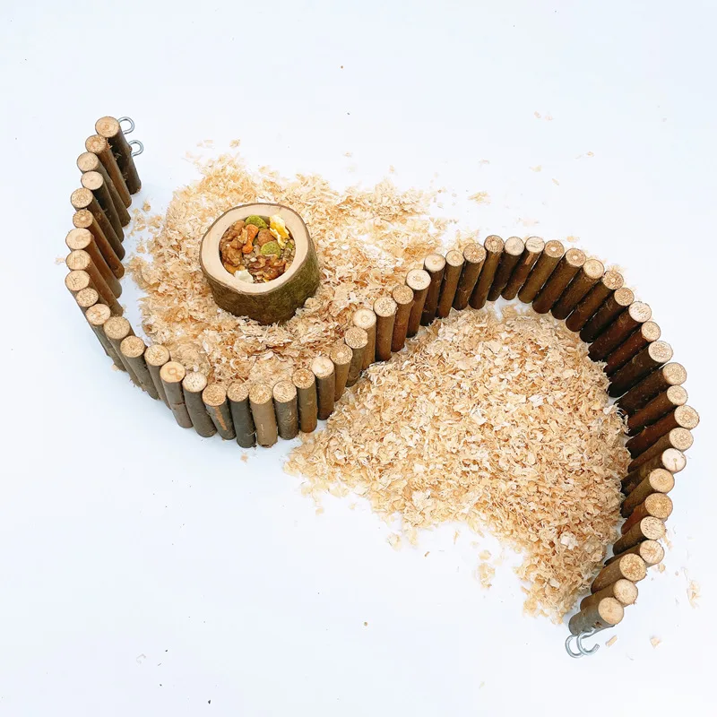 Valla de madera para hámster, escalera para ratas, puente de juguete, escalera de madera, escondite Natural para animales pequeños, jaula para ratas, juguete para hámster D9199 - imagen 3