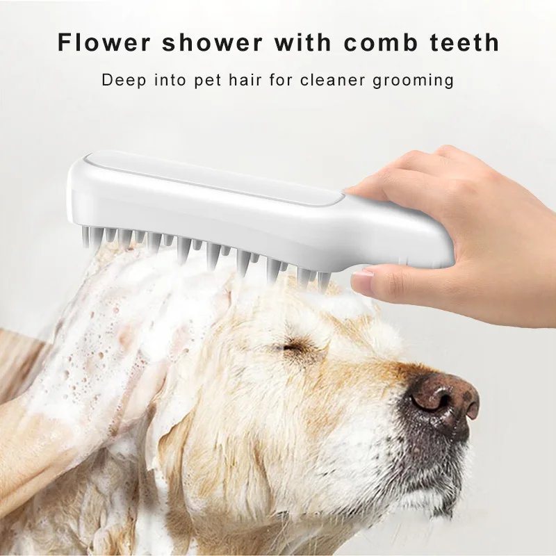 Cabezal de ducha de plástico para mascotas, cepillo de masaje, guantes, suministros de baño para perros y gatos, limpieza profunda de mascotas, herramientas para el cabello largo, productos de accesorios - imagen 2