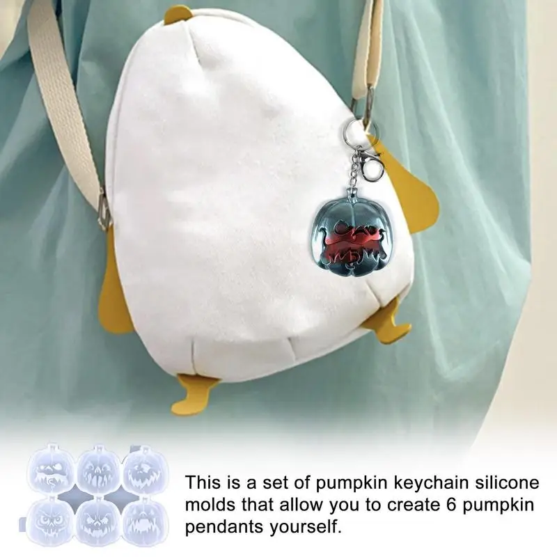 Molde de resina para llavero de calabaza, moldes de silicona con forma de calabaza para Halloween - imagen 4