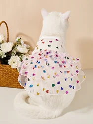 Vestido con falda corazon primavera-verano para perros y gatos