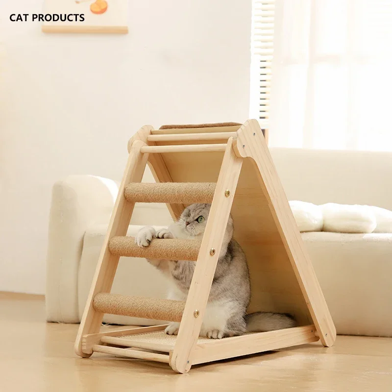 Rascador de madera para gatos, poste rascador resistente para gatitos, rascador, patas de molienda, juguetes, Protector de muebles, marco de escalada para gatos - imagen 4