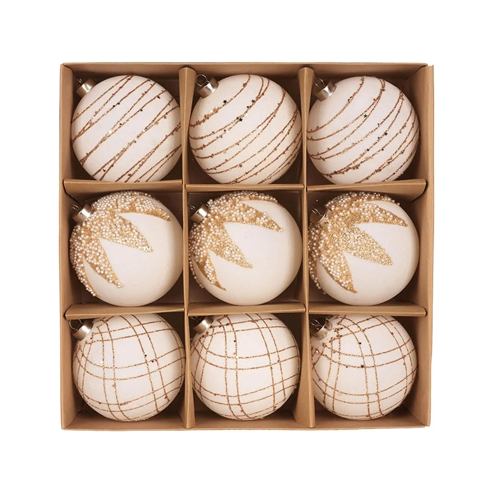 Bolas de Navidad flocadas, adornos, colgantes de bolas, decoraciones ligeras para árboles de Navidad para celebración de patio, restaurante interior