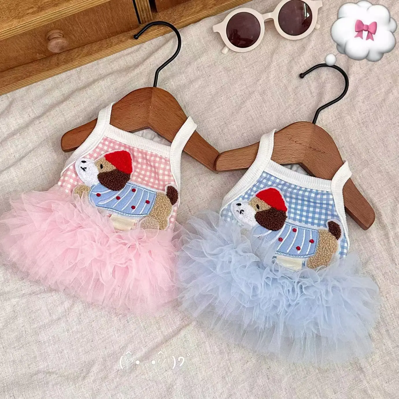 Vestido para perro pequeño con falda de tul a cuadros, estilo princesa