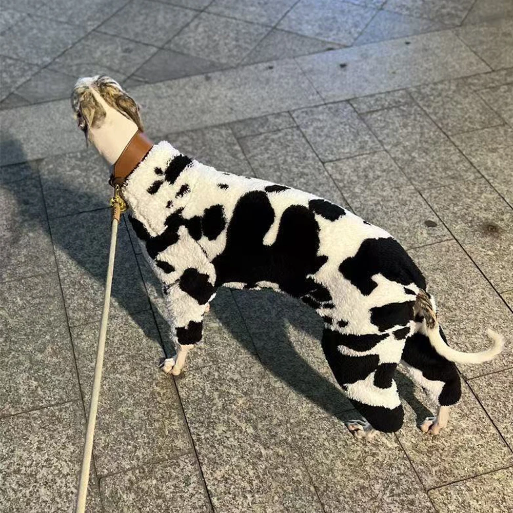 Ropa para perros, chaqueta de invierno de 4 patas para galgo italiano, sudadera blanca negra para perros Whippet, abrigo cálido para Terrier - imagen 2