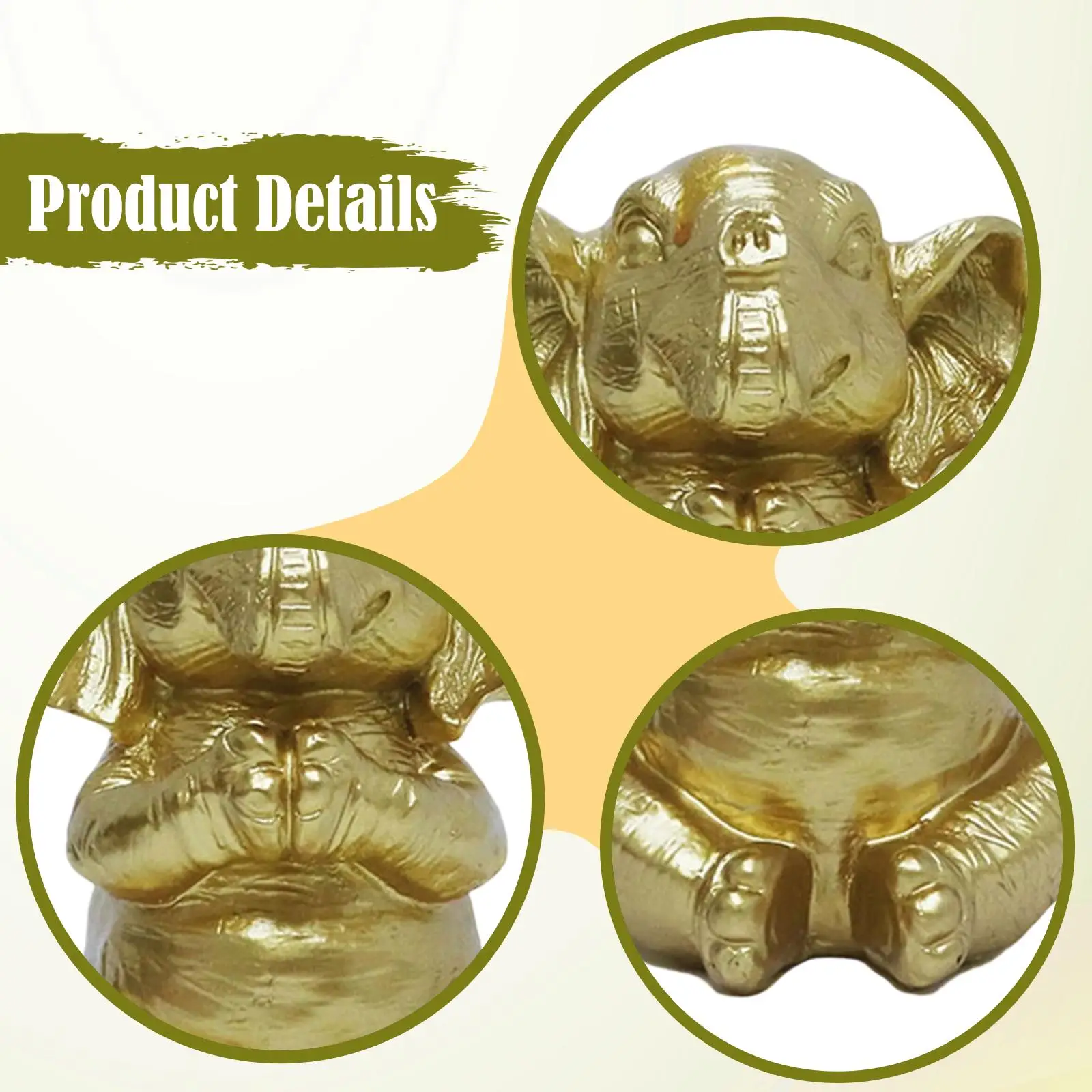 Estatuilla de elefante de Yoga, artesanía de resina dorada, adorno de escritorio, decoración del hogar, escultura de Animal para entrada, sala de estar, dormitorio, estantería - imagen 5