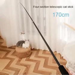 Caña de pescar extensible con pluma para gatos – Juguete interactivo