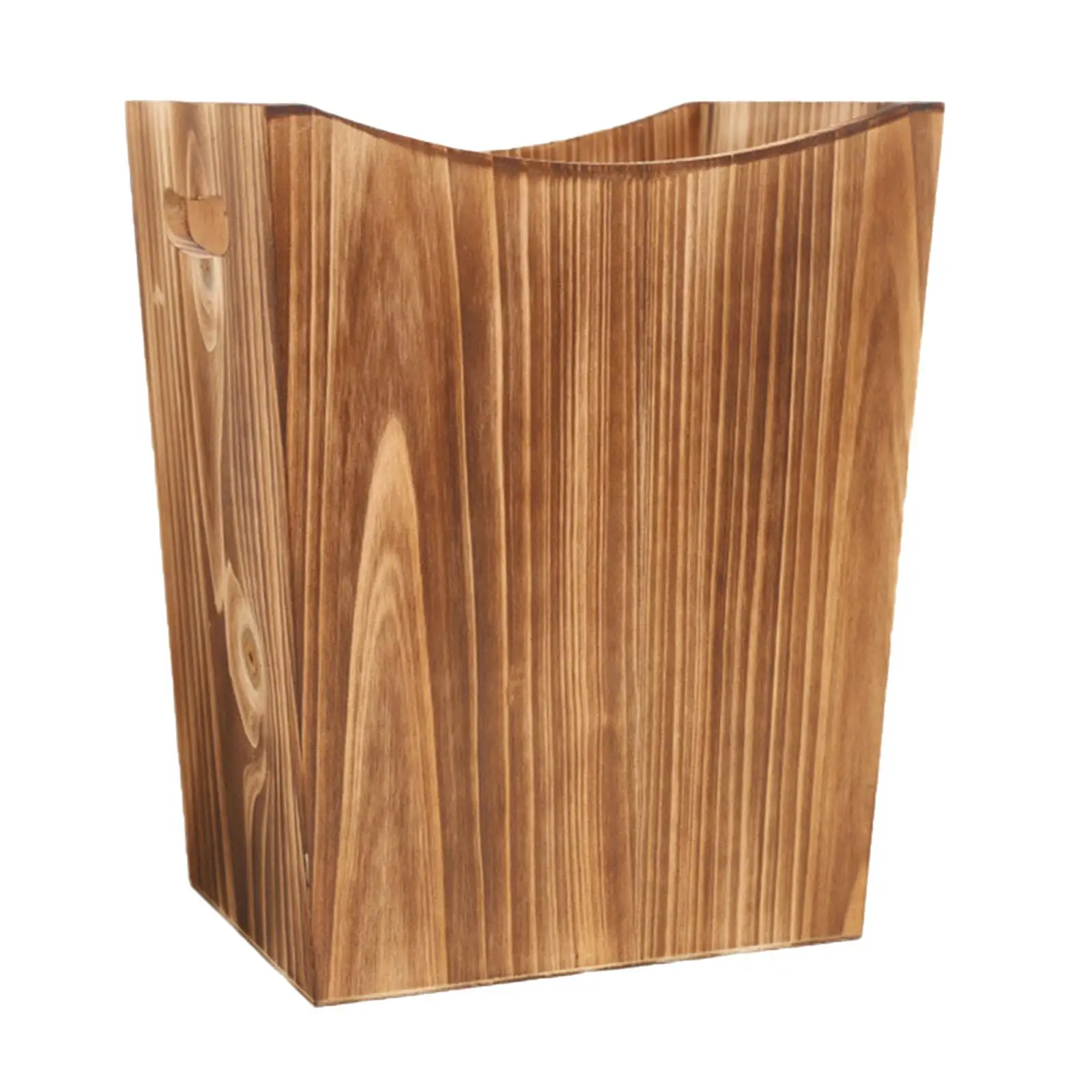 Wooden Trash Can Waste Basket Household with Handles Paper Basket Open Top Waste Bin for Dorm Bathroom Kitchen Bedroom Decor