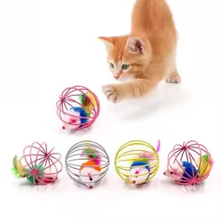 Varita de plumas con campana y ratón para gatos – Juguete interactivo