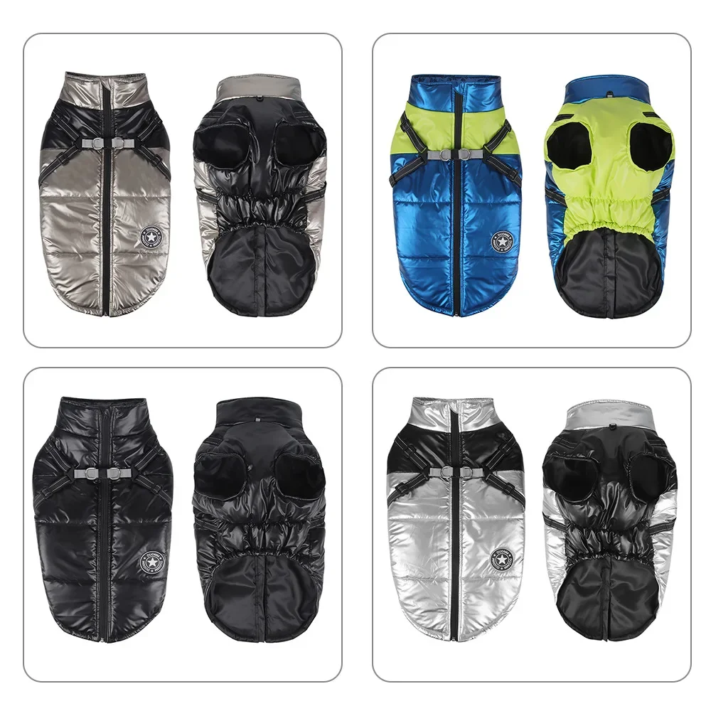 S-7XL chaqueta para perros, abrigo para perros grandes con arnés, ropa cálida de invierno para perros pequeños, medianos y grandes, disfraz de Bulldog Francés Yorkie - imagen 5