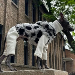 Suéter con capucha de leopardo para galgos y whippets – Abrigo polar falso invierno