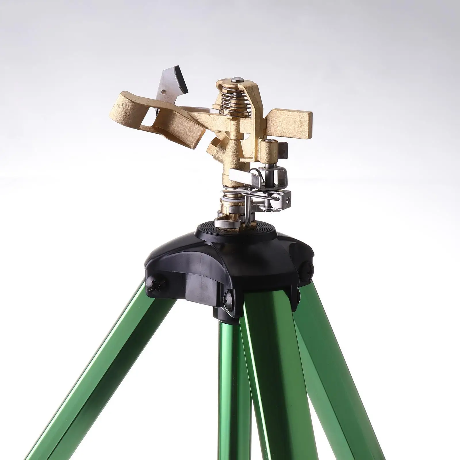 2 Pieces Impact Sprinkler Head on Tripod Base 360 Degree Rotating Sprinkler Tripod Lawn Brass Impact Sprinkler for Yard Garden