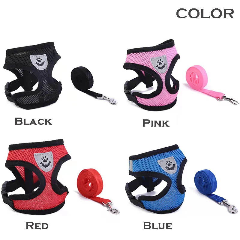 Arnés para perros y gatos con correa de plomo, chaleco ajustable, arneses transpirables de malla de poliéster, sti reflectante para accesorios para perros pequeños y gatos - imagen 2