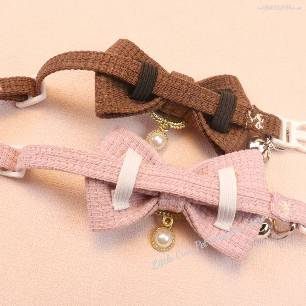 Collar para gato con bonito lazo, hebilla ajustable, Collar para gato con campana, suministros para mascotas pequeñas, collares para gatitos, accesorios para perros pequeños, 1 ud.