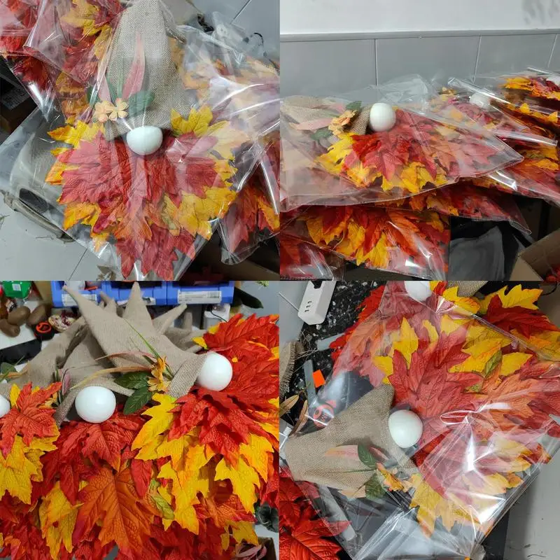 Corona de puerta de otoño, guirnalda cálida de cosecha, corona de Gnomo de Halloween, corona de puerta delantera, decoración de granja para puertas, paredes, patio, novedad - imagen 2