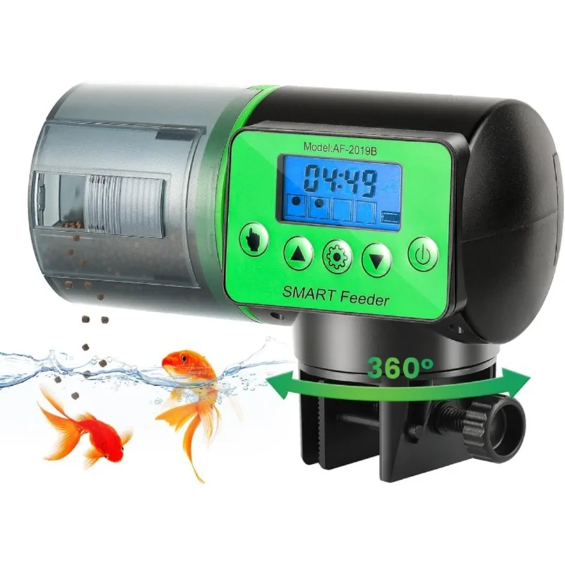 Comedero automático programable para peces para acuario, dispensador automático de comedero para peces de porción ajustable de 200 ml, ideal para acuarios