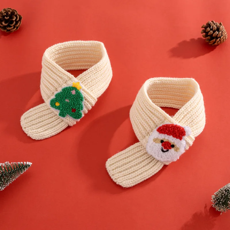 Cat Christmas Decoration Scarf Dog Christmas Tree Scarf Knitted Warm Yarn Accessory Drool Towel Puppy Accessories - imagen 3