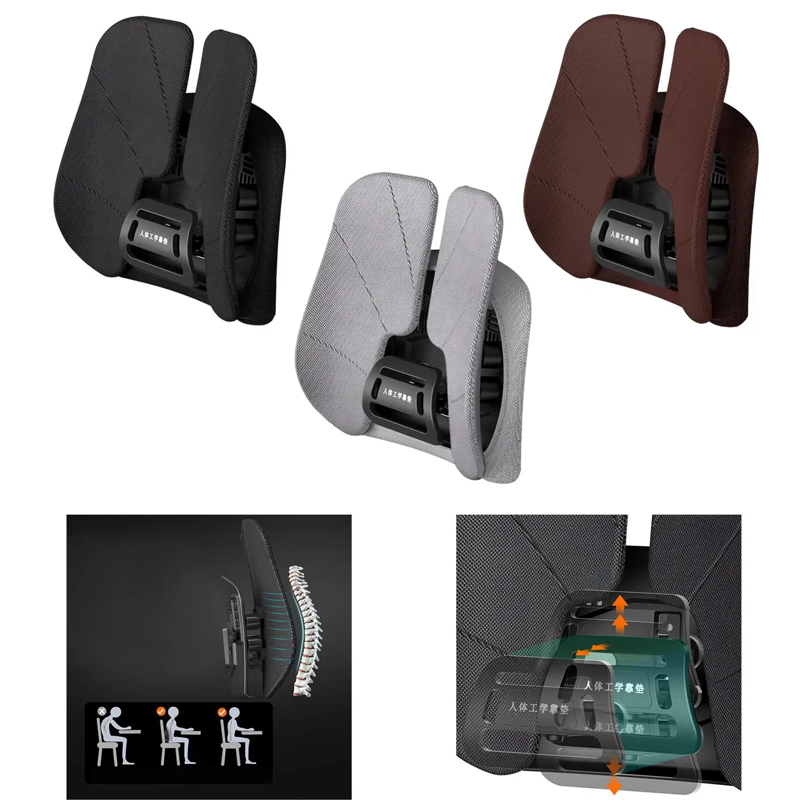 Cojín de asiento, almohada de apoyo para lumbares, cojín de silla de apoyo para respaldo para asientos de coche con lumbares,