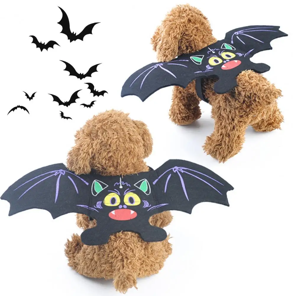 Disfraz ligero para mascotas, traje con estampado colorido de alas de murciélago para perros y gatos, fácil de usar, ajustable, Halloween, fiestas - imagen 5